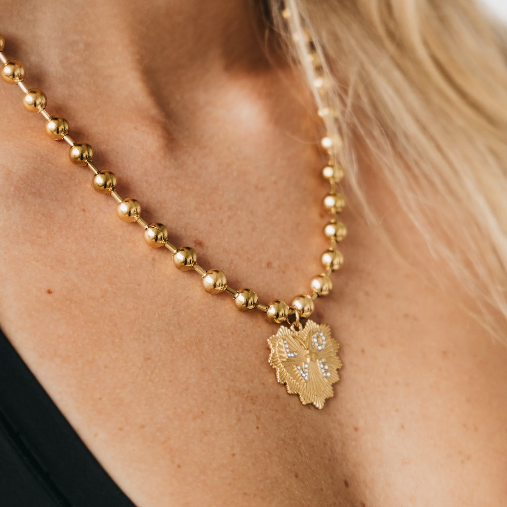 Sunburst Heart Love Pendant Necklace - WATERPROOF - Image 2